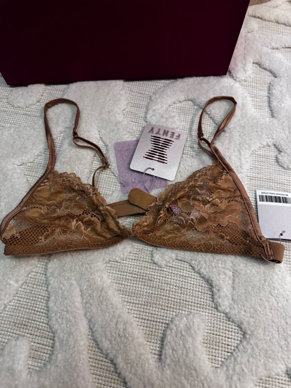 Savage X Fenty Unlined Lace Triangle Bralette in Sand